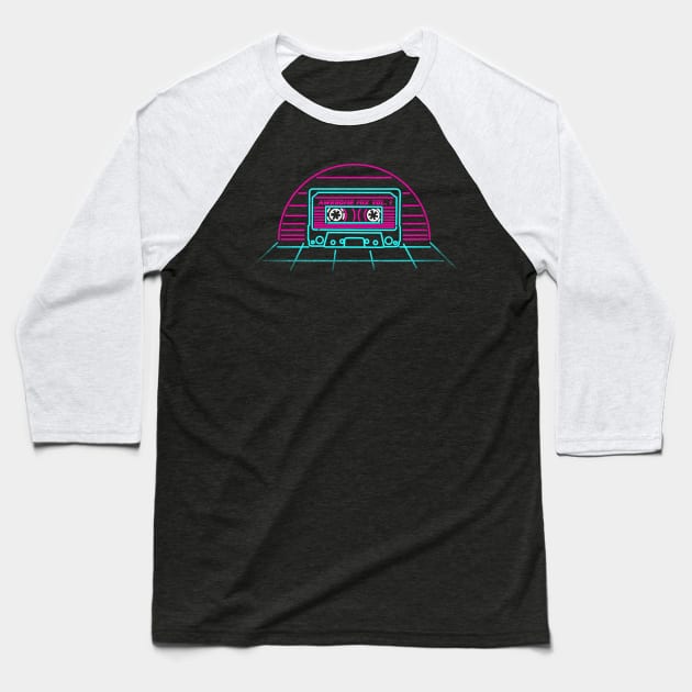 Awesome Mix Tape Neon Baseball T-Shirt by technofaze